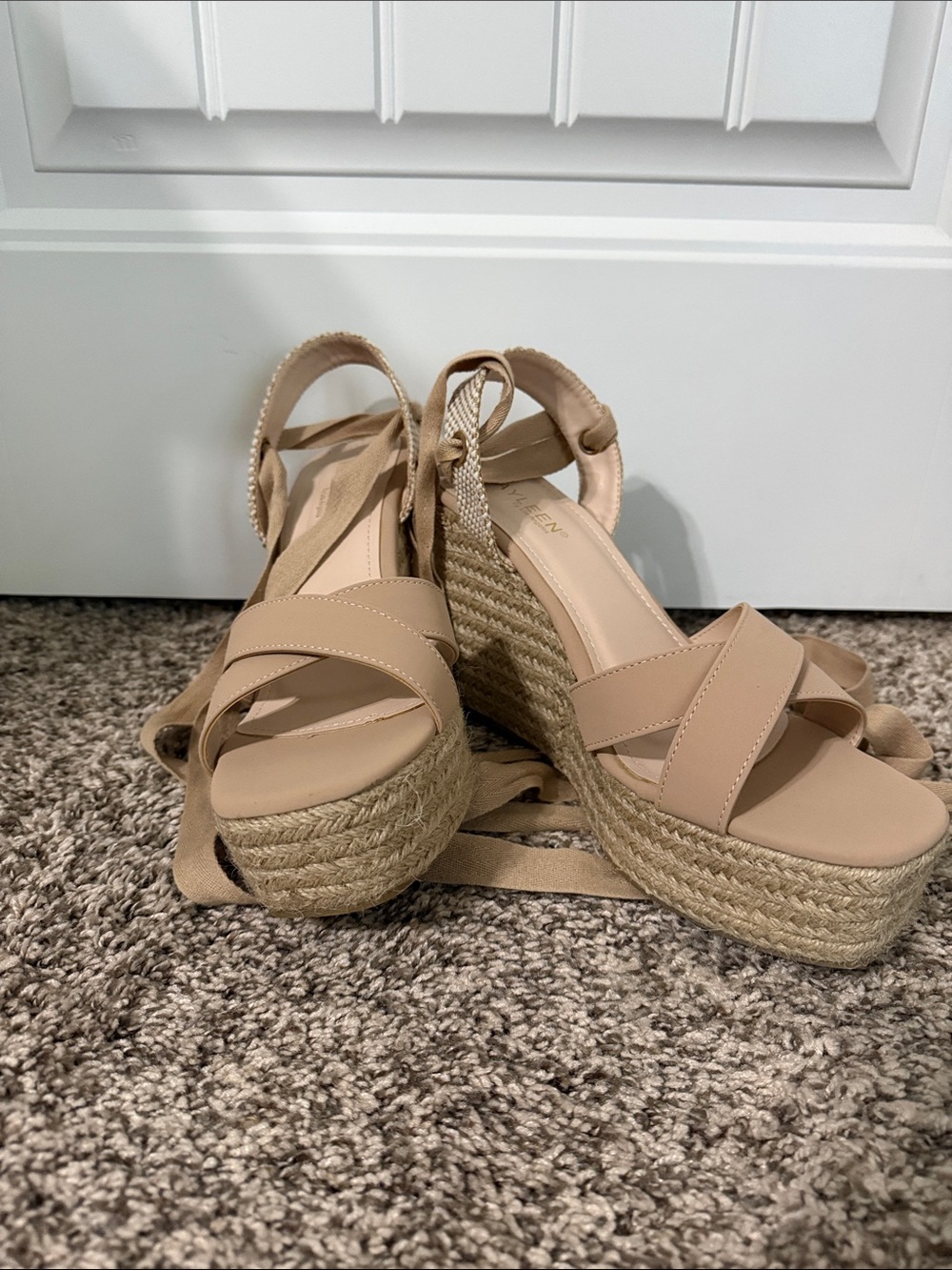 KAYLEEN By Los Angeles Neutral Beige Espadrille Platform Wedges